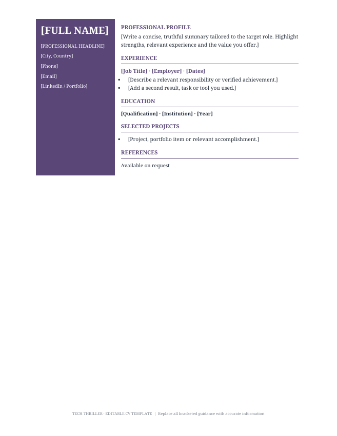 Preview of Administrative Assistant CV Template