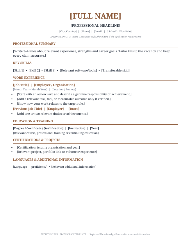 Preview of Content Writer Resume Template