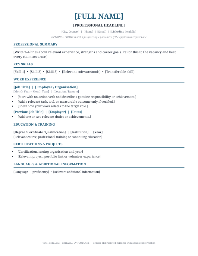 Preview of Data Analyst CV Template