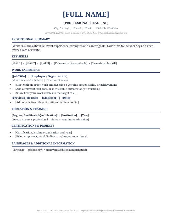 Preview of Resume Template for Experienced Professionals
