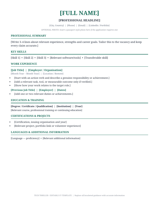 Preview of Resume for Freshers