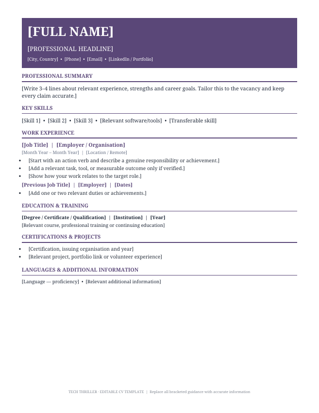 Preview of Modern CV Template Word
