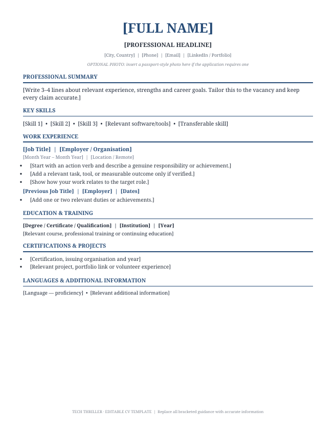 Preview of Professional Resume Format