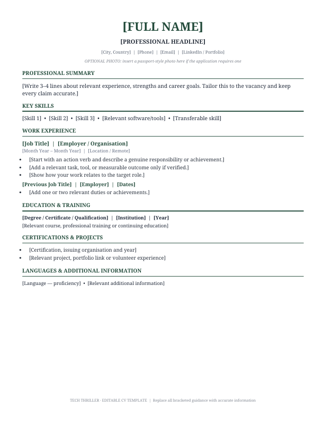 Preview of Software Developer Resume Template