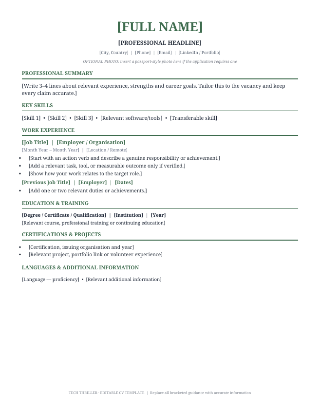 Preview of Teacher / Education CV Template