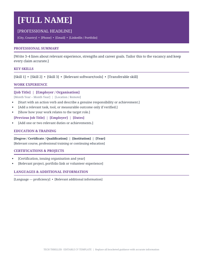 Preview of Video Editor Resume Template