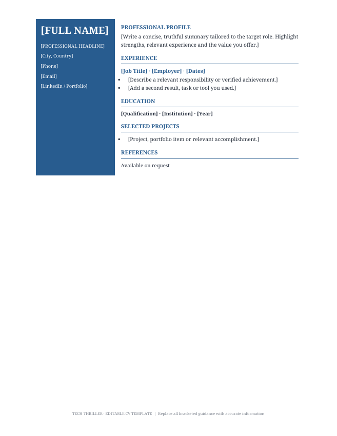Preview of Virtual Assistant CV Template