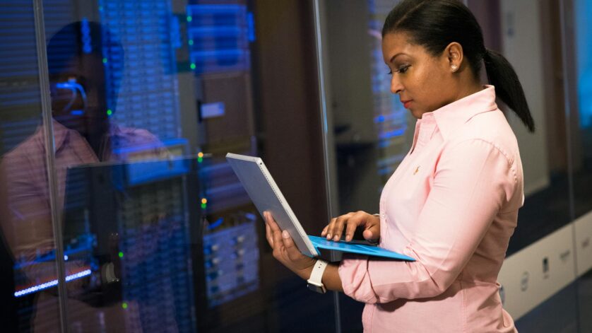 software engineer using laptop