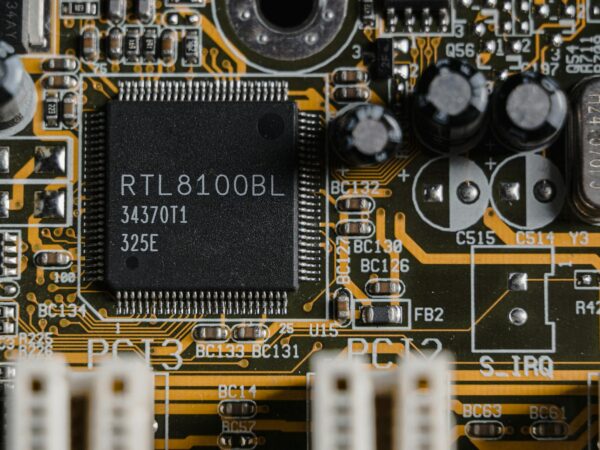 black and yellow computer motherboard