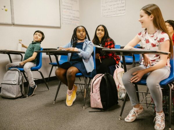 students laughing inside the classroom