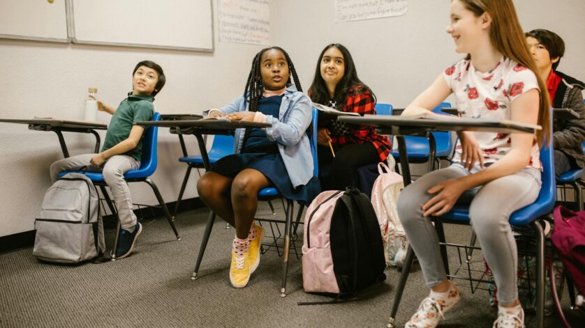 students laughing inside the classroom
