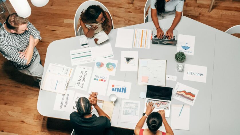 people in the office discussing a project