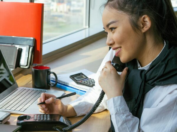 a woman talking on the phone