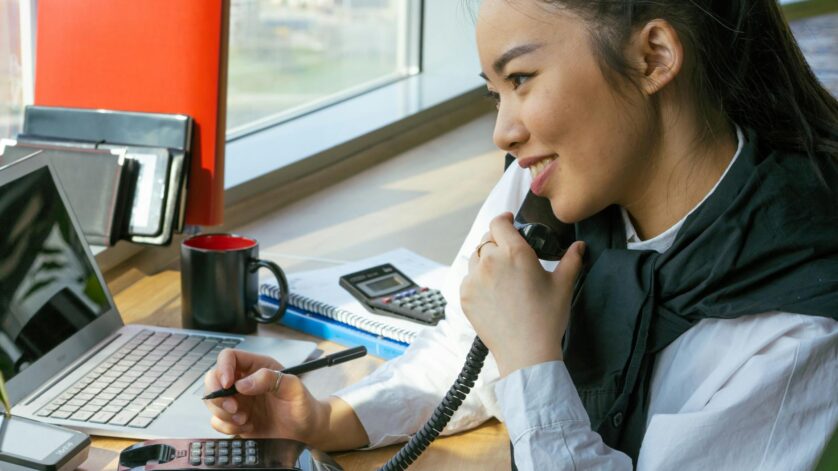 a woman talking on the phone
