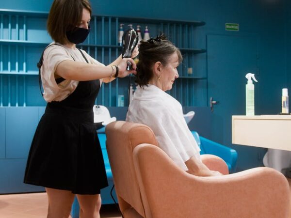 elderly woman at a hair salon