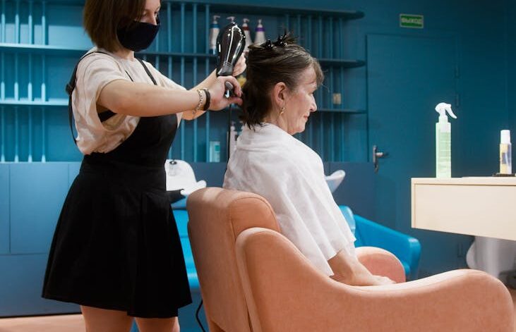 elderly woman at a hair salon