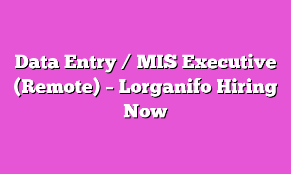Data Entry / MIS Executive (Remote) β Lorganifo Hiring Now