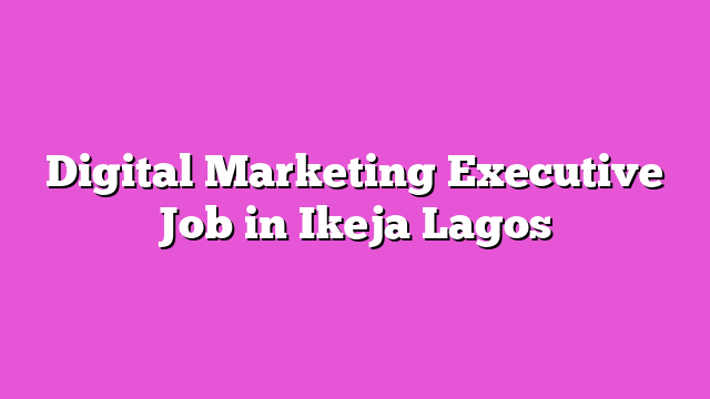 Digital Marketing Executive Job in Ikeja Lagos
