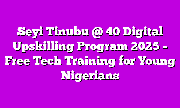 Seyi Tinubu @ 40 Digital Upskilling Program 2025 – Free Tech Training for Young Nigerians