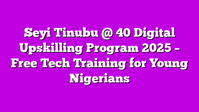 Seyi Tinubu @ 40 Digital Upskilling Program 2025 – Free Tech Training for Young Nigerians