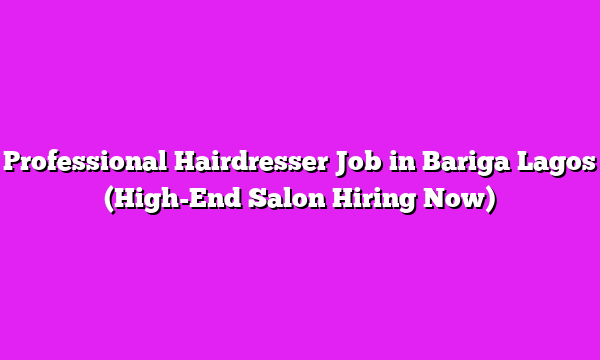 Professional Hairdresser Job in Bariga Lagos (High-End Salon Hiring Now)