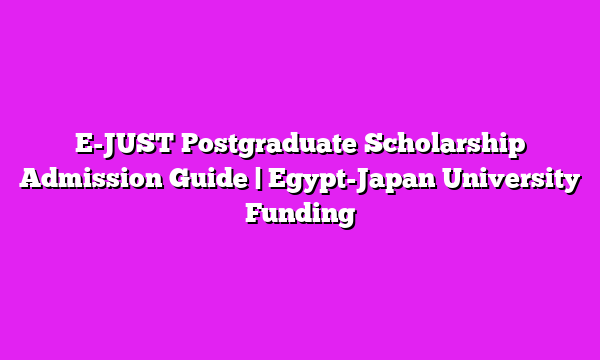 E-JUST Postgraduate Scholarship Admission Guide | Egypt-Japan University Funding