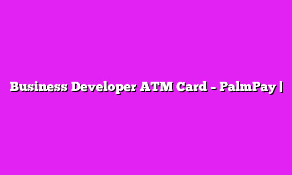 Business Developer ATM Card – PalmPay |