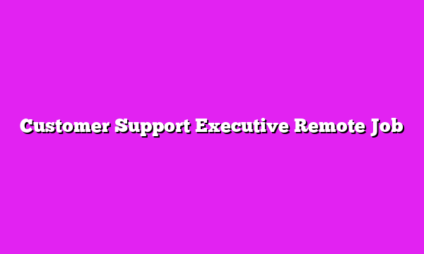 Customer Support Executive Remote Job