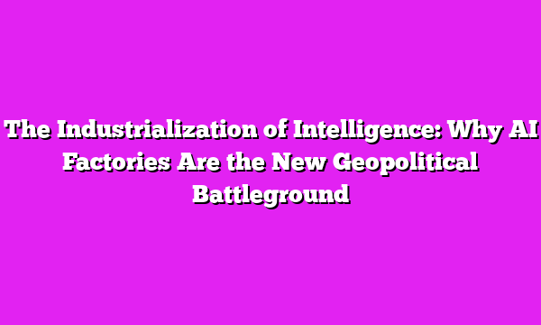 The Industrialization of Intelligence: Why AI Factories Are the New Geopolitical Battleground