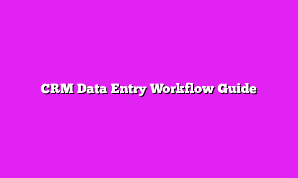 CRM Data Entry Workflow Guide