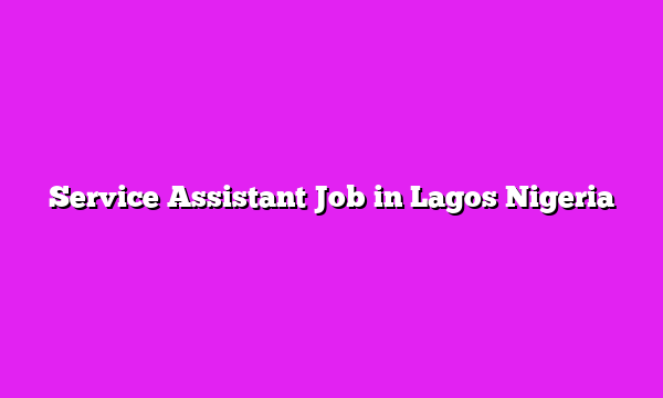 Service Assistant Job in Lagos Nigeria