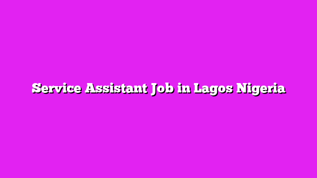 Service Assistant Job in Lagos Nigeria