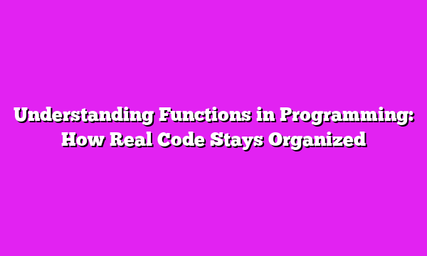 Understanding Functions in Programming: How Real Code Stays Organized