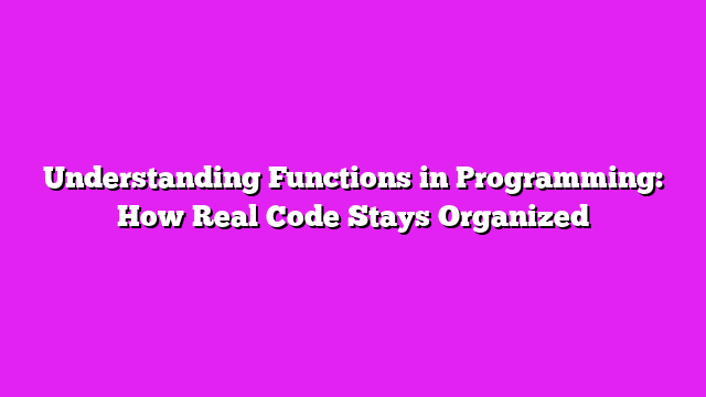 Understanding Functions in Programming: How Real Code Stays Organized