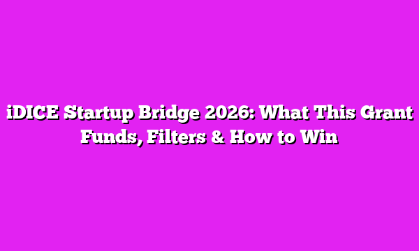 iDICE Startup Bridge 2026: What This Grant Funds, Filters & How to Win
