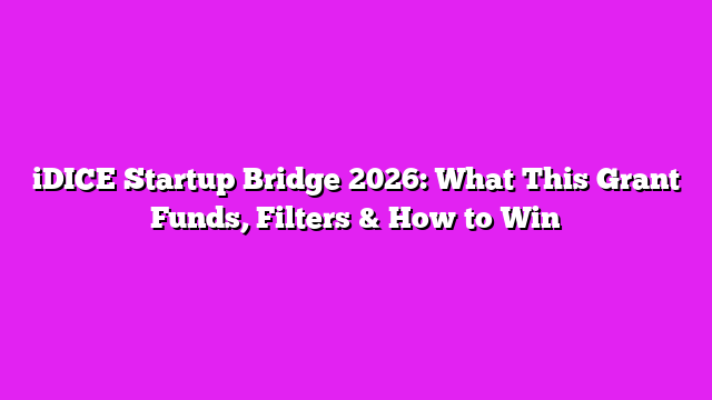 iDICE Startup Bridge 2026: What This Grant Funds, Filters & How to Win