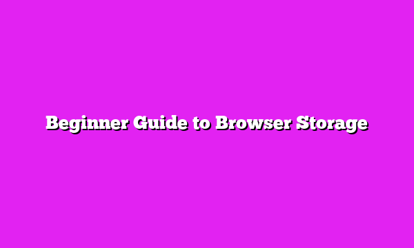 Beginner Guide to Browser Storage